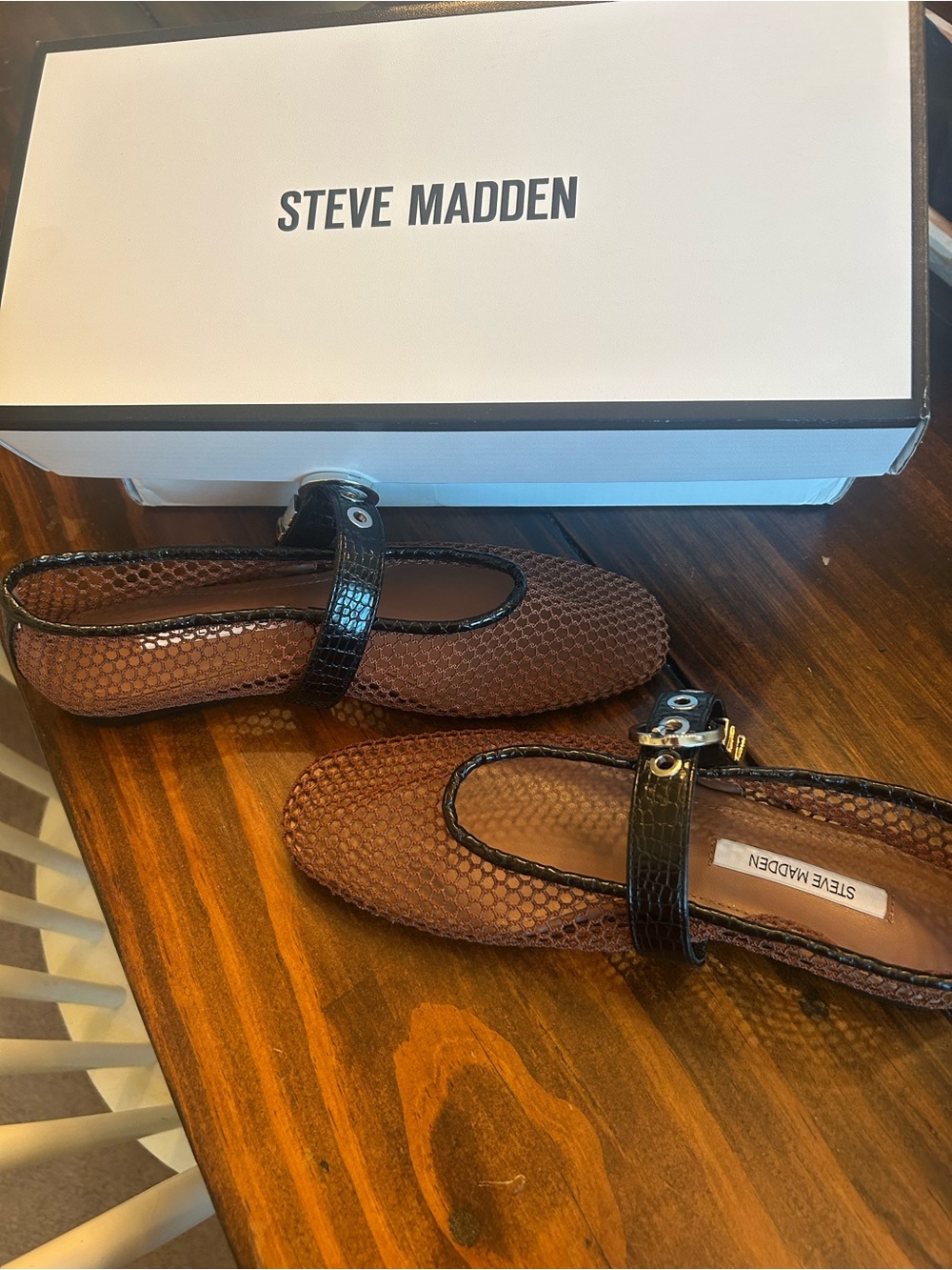Steve Madden Brown Textured Loafers with Black Croc Strap